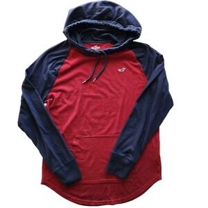 Hollister Mens Hooded Shirt Hoodie Pullover Medium M in Red and Blue